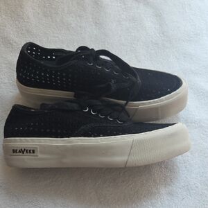 SeaVees Black Perforated Sneakers with Cream Sole